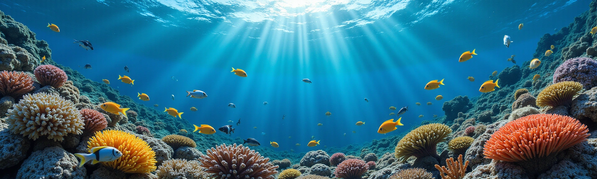 A serene underwater scene with diverse fish and coral, symbolizing AquaWorld USA's passion for aquatic life.