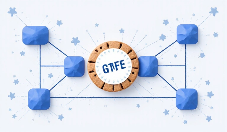Illustration of interconnected network nodes, representing third-party data exchange and cookie usage
