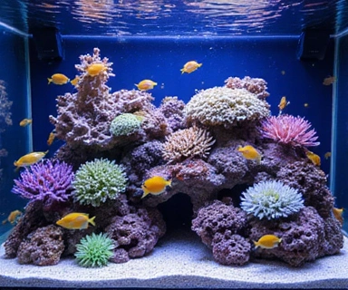 Reef aquarium with colorful fish and corals